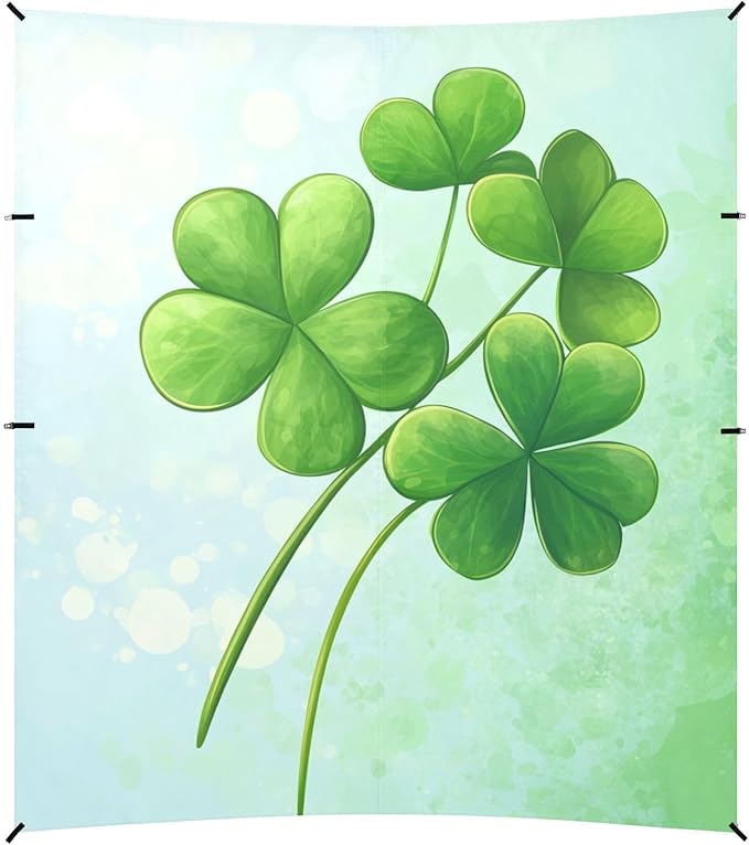 ALAZA St. Patrick's Day Green Clover Leaves Beach Tent Sun Shelter Portable Canopy Sunshade for Outdoor Camping Picnics Backyard Fun 10x9 ft