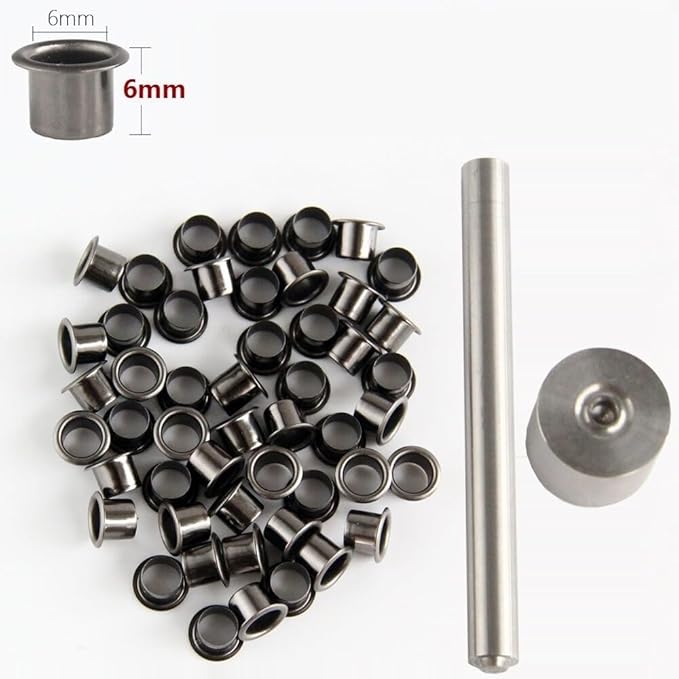 50PCS 6MM Stainless Eyelet Rivets with 1 Set Punch Installation Tool Fit for Kydex Sheath Knife Case DIY Accessory