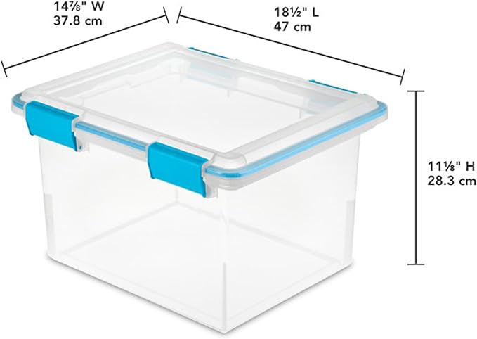 Sterilite 16-Pack Gasket Box Weather-Resistant Storage Bins with Latching Lids 32 Quart - Heavy-Duty Organizing Containers for Closet Bathroom and Office