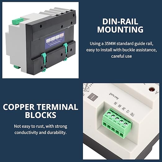 Power Automatic Transfer Switch 4P 100A Generator Changeover Switch AC110V Electronic Circuit Breaker Rail Mounted Type Millisecond Fast Switching Controller for PZ30