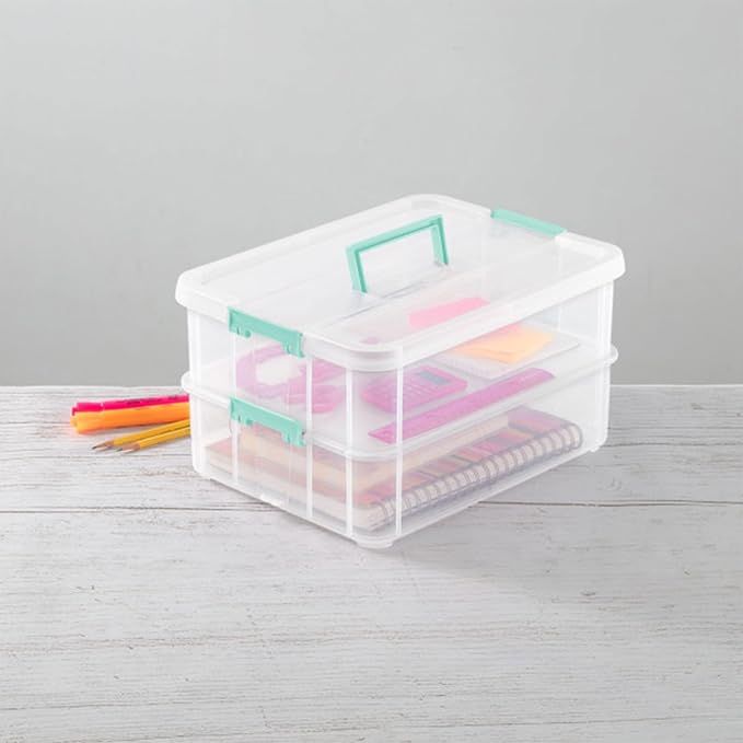 STERILITE Convenient Home 2-Tier Layer Stack Carry Storage Box Clear 12-Pack 12 X 1