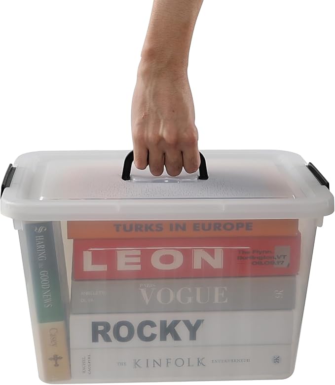 22 L Clear Storage Bin with Handle Plastic Latching Storage Box Bins 4-Pack