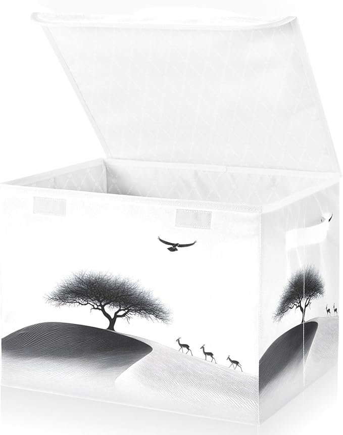 Storage Cube with Lid Silhouettes Landscape Print 16.5×12.6×11.8 IN Collapsible Large Capacity Foldable Storage Basket Bin Organizer