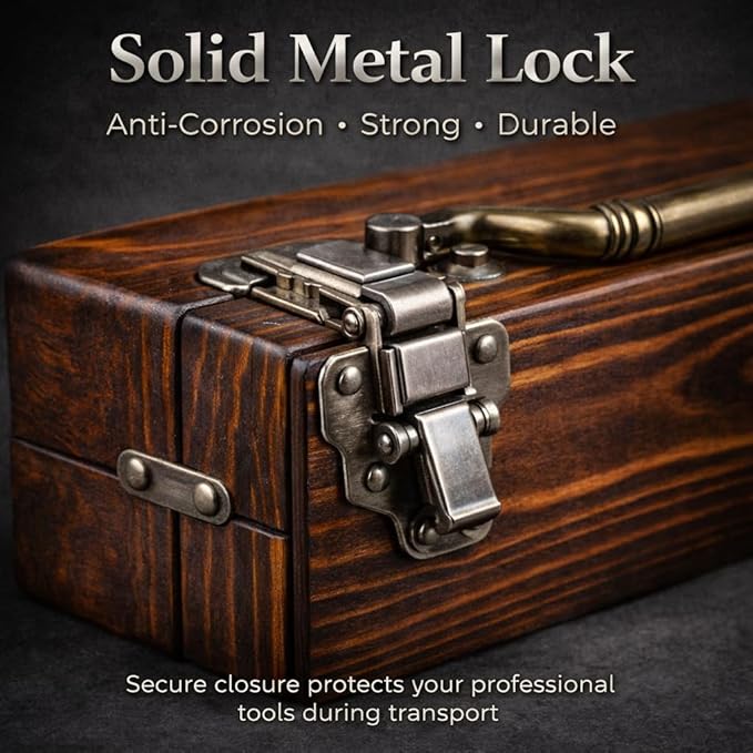 Professional Barber Tool Case Wooden Hairdressing Organizer with Metal Lock &amp Handle Portable Storage Box for Clippers Scissors &amp Accessories