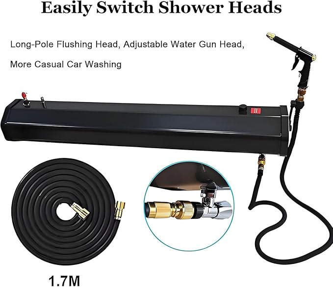 18L/20L/30L Portable Camping Showers Roof Rack Mount Road Shower with 5.58ft Hose and Shower Head Pressurized Water Tank for Overland Off-Road Vehicle Truck RV SUV(18L/4.76Gal)
