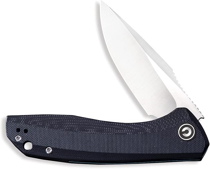 CIVIVI Liner Lock Folding Knife Baklash 3.5 Satin Blade G10 Handles Reversible Pocket Clip C801C (Black)