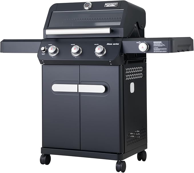 Monument Grills 3+1 Outdoor Barbecue Stainless Steel Propane Gas Grill 3 Burners &amp 1 Side Burner 48000 BTU Patio Garden Grill with Knob Controls Mesa325 Black