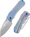 KANSEPT Loki Pocket Folding Knives for Men EDC Camping Folding Knife 2.99'' Satin CPM S35VN Blade Material Pocket with Plain &amp Blue Anodized Titanium Handle Everyday Carry K1058A2