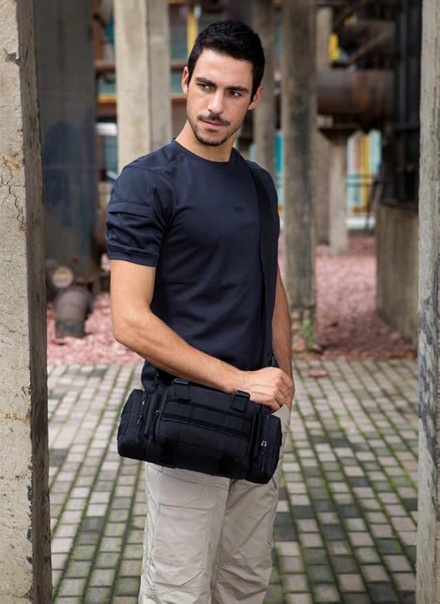 UNISTRENGH Utility 3P Military Tactical Duffle Waist Bags MOLLE Assault Shoulder Backpack Multifunction EDC Pouches Heavy Duty Fanny Packs (Black)