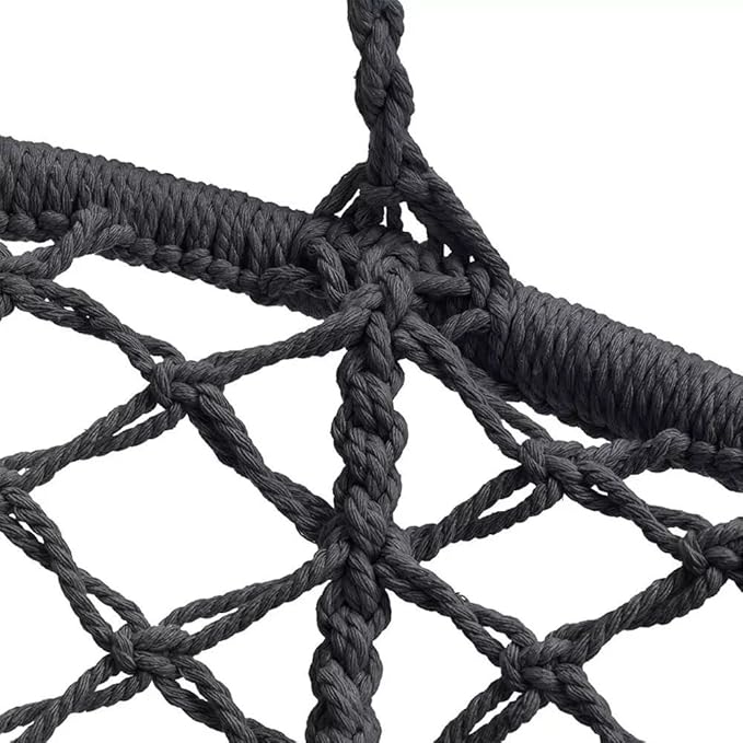 Hanging Swinging Chair Macrame Hammock Hanging Swinging Chairs with Soft Cushions and Hardware Accessories Hanging Chair for Indoor and Outdoor Use 3 Installation Methods Beige (1 Black)