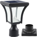 Solar Post Light with Pier Mount Solar Lamp Post Light with Clear Glass Solar Pillar Light Outdoor Warm White &amp Cool White (Switch)