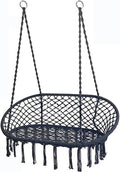 Hammock Chair 2 Seat with 2 Sets of Suspension Accessories Hanging Cotton Ropes Metal FrameSwing Hanging Chairfor Hammock Stand (b)