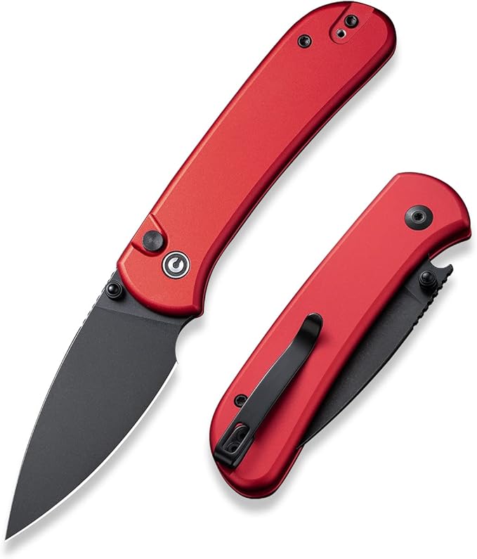 CIVIVI Pocket Folding Knife- Qubit Button Lock Utility Knife with Thumb Stud Opener for EDC 2.98 14C28N Blade Aluminum Handle Gift for Men Women C22030E-2