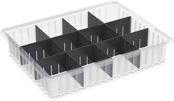 Akro-Mils 33224 Akro-Grid Plastic Slotted Dividable Modu Box Stackable Grid Storage Tote Container (22-3/8-Inch L x 17-3/8-Inch W x 4-Inch H) (6 Pack) Red