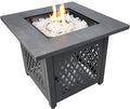 Endless Summer Charles 30 Inch Square Outdoor UV Printed 50000 BTU LP Gas Fire Pit Table with Faux Concrete Mantel Tabletop and Stamped Steel Base