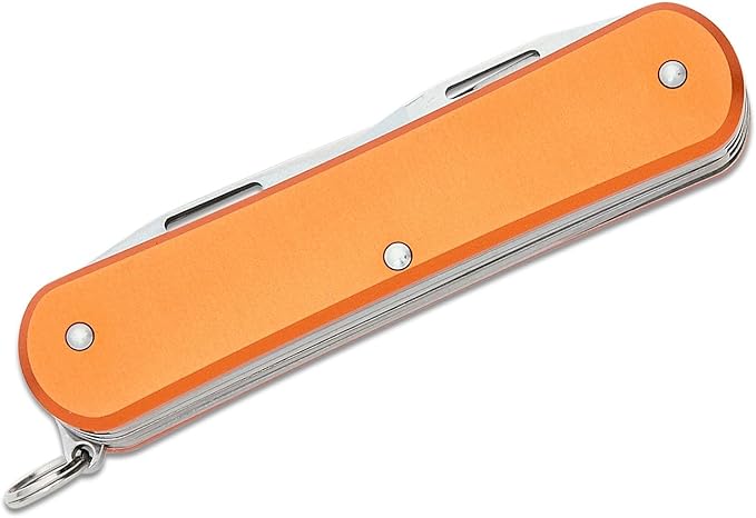 Fox Knives Vulpis FX-VP130-SF5 Slipjoint EDC Pocket Knife 5-in-1 Multitool - 2.17in Blade Hacksaw Bottle Opener Can Opener Scissors Flat Head Screwdriver - Every Day Carry (Orange)