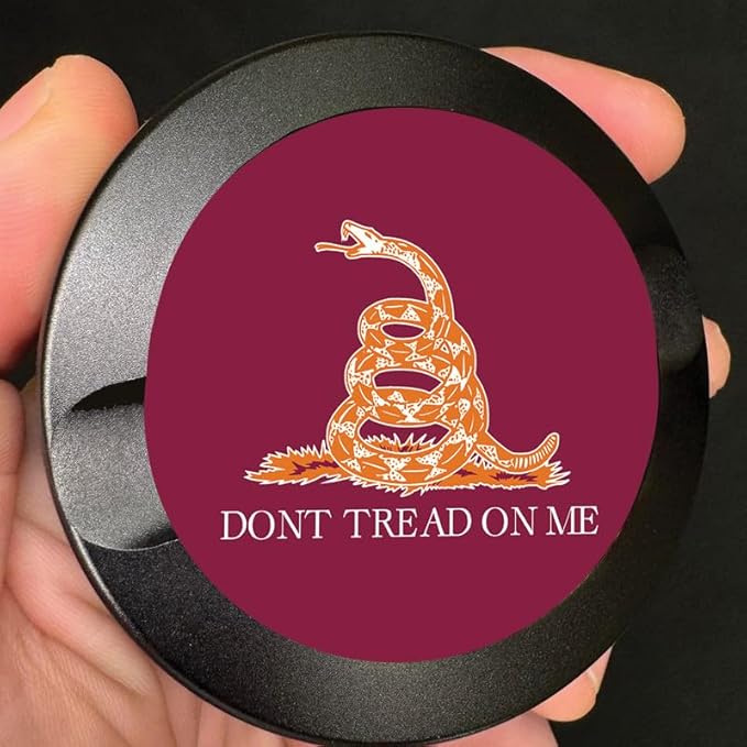 Brotherhood Metal Zyn Container | Metal Zyn Holder | Zyn Metal Can | Metal Container for Zyn Holder | Metal Zyn Pouch Cans | Don't Tread on Me Flag | Gadsden Flag | Burgundy Orange White