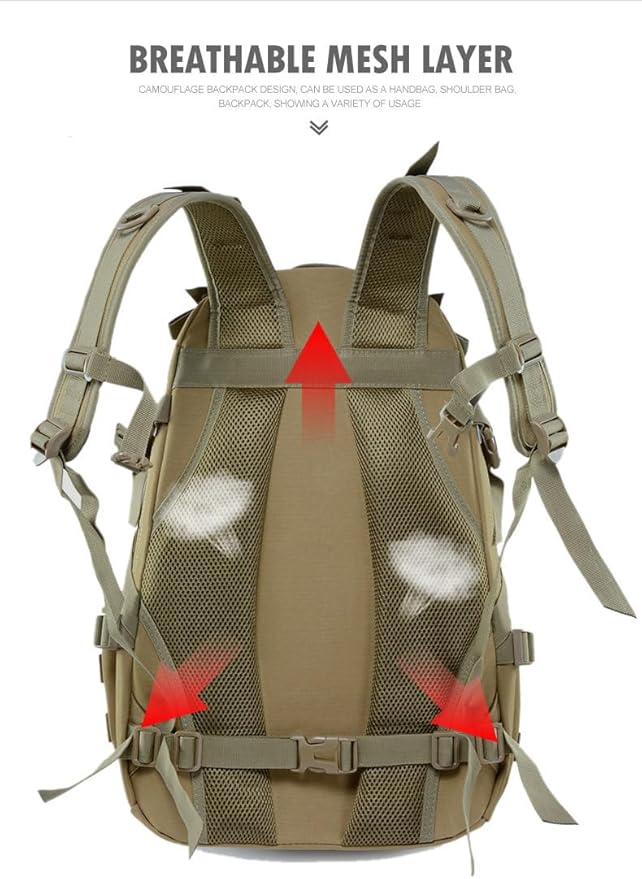 Jungle Leopard 40L Tactical Backpack Men Camping Hiking Bag Reflective Travel Survival MOLLE Climbing Rucksack(WD)