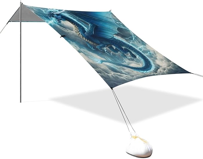 ALAZA Lightning Dragon Beach Tent Sun Shelter Portable Canopy Sunshade for Outdoor Camping Picnics Backyard Fun 10x9 ft