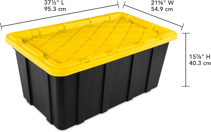 Sterilite 16-Pack Industrial Tote Plastic Storage Container Bins with Lids 38 Gallon - Heavy-Duty Organizing Containers for Closet Bathroom and Office