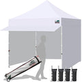 Eurmax USA 10x10 Pop Up CanopyCommercial Tent with Patented No-Tip Rolling Bag24sqft Extension Awning &amp 4 Zippered Removable WallsUV &amp Water ResistantHeavy Duty Instant Shelter GazeboWhit