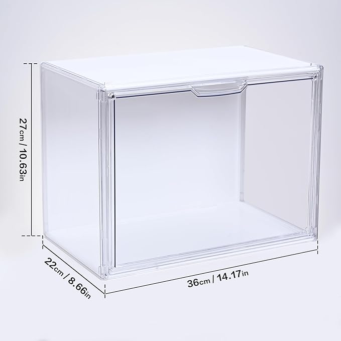 GUDEMAY Clear Showcase with Light Stackable Acrylic Display Case for Collectibles Figures Shoes Toys &amp Jewelry Dustproof Storage Box - Support Voice Control Lighting