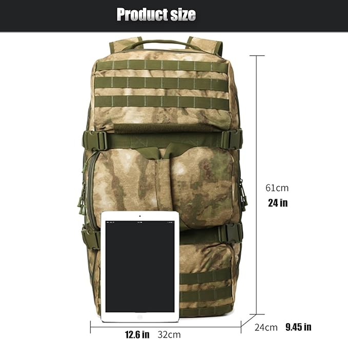 36-55L Tactical Military Backpack Gear Sport Outdoor Assault Pack Rucksack Bag MOLLE Duffel for Hunting Camping(Black)