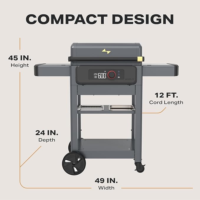 Current® Model G Griddle Smart Electric Outdoor Flat Top BBQ Grill with 200°F to 600°F Range for Searing &amp Roasting Digital Precision Apartment-Friendly &amp Weather-Resistant Moon Dust
