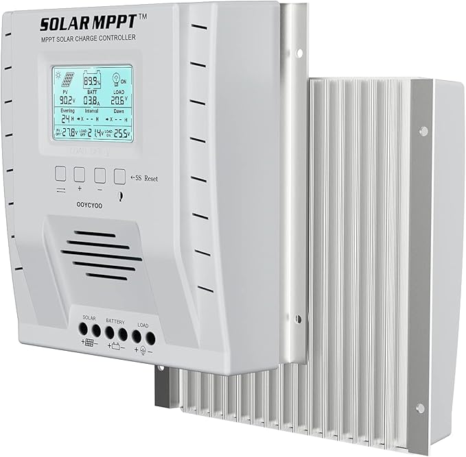 MPPT Charge Controller 60 amp 12V/24V Auto 60A Solar Panel Charge Regulator with Blacklight LCD Display Max 100V for Lead-Acid Sealed Gel AGM Flooded Lithium Battery