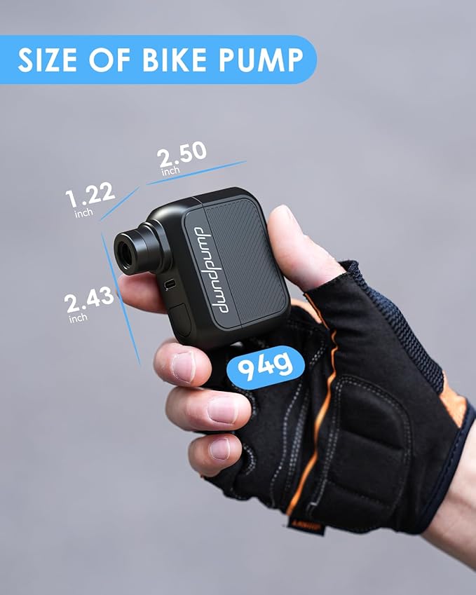 dwndpump Mini Bike Pump Electric Bike Tire Pump Max 100 PSI Portable Bike Air Pump with Presta and Schrader Valve for Road Bikes (No Pressure Gauge)