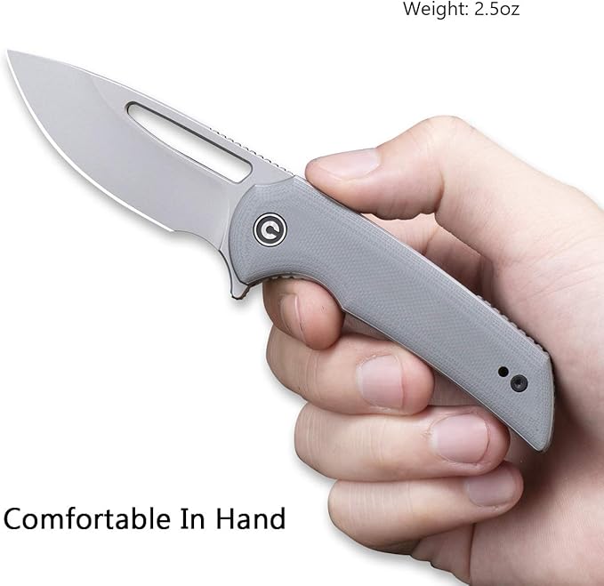 CIVIVI Odium Small Folding Knife –2.65 Stonewashed D2 blade G10 Handle Ball Bearings Pivot Flipper Opening Knife with Reversible Deep Carry Clip C2010A (Gray)