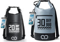 Lamicall 30L &amp 20L Dry Bag Waterproof Backpack - [Zippered Pocket] Roll Top Waterproof Bag Blueish Gray &amp Black