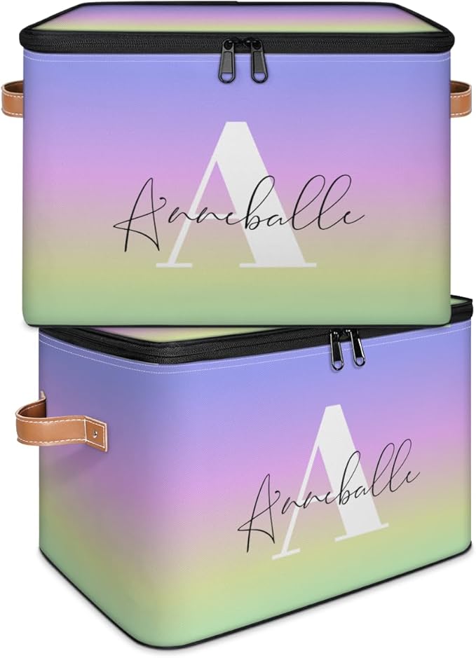 Personalized Memory Storage-Box for Kids Custom Gradient Keepsake Storage Basket with Handle Zipper Lid Large Capacity Foldable Bin Decorative for Bedroom