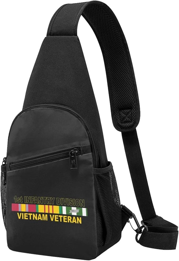 US Army 1st Infantry Division Vietnam Veteran Chest Pack Leisure Shoulder Crossbody Chest Bag