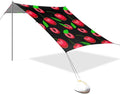 Beach Canopy with Windproof Ropes &amp Sandbags Beach Tent Sun Shade Sun Shelter for Camping Trips Fishing Backyard Fun or Picnics Red Cherries