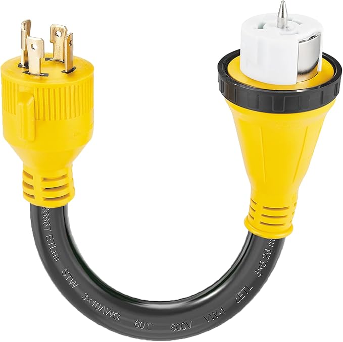 1ft NEMA L14-30P to SS2-50R RV Marine Power Generator Adapter Cord 30Amp Twist Lock Generator L14-30P Male to 50Amp Marine Shore Power SS2-50R Female with Locking Ring ETL Listed