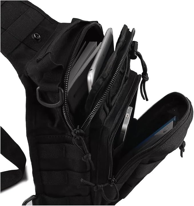 Genérico Compatible For Tactical Shoulder BagNylon Outdoor Sling Daypack Backpack(Black B)
