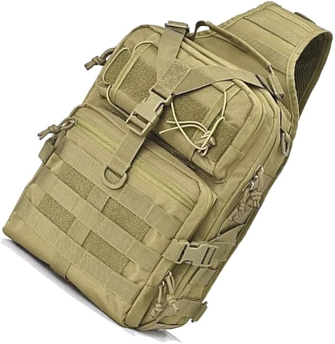 Tactical Chest Bag Military Shoulder Bag Large Capacity Crossbody Bag Sling Backpack for Travel Hiking Camping (As Shown1)