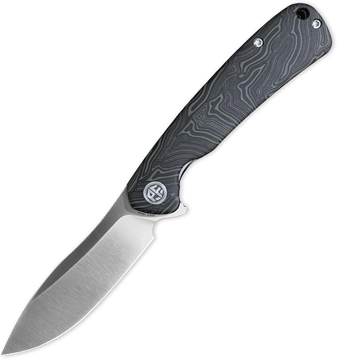 Petrified fish PFE14 Rogue Folding Knife3.43 154CM Steel Satin Blade G10 Handle Pocket knife for Camping Outdoor EDC (Green Satin)