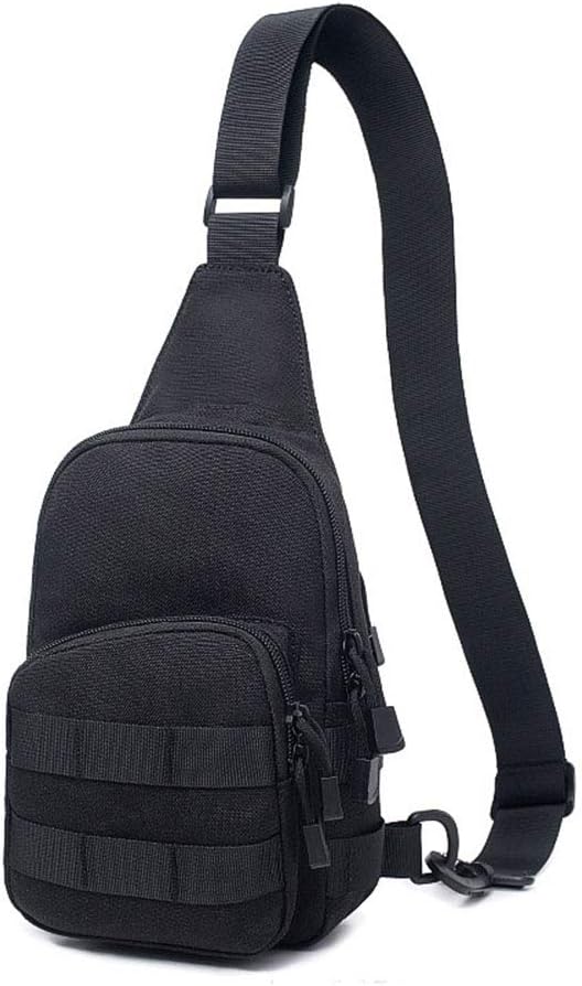 Sunnystacticalgear Outdoor Sports Hiking Sling Bag Shoulder Pack Camouflage Tactical Molle Chest Bag - Black