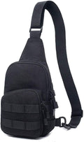 Sunnystacticalgear Outdoor Sports Hiking Sling Bag Shoulder Pack Camouflage Tactical Molle Chest Bag - Black
