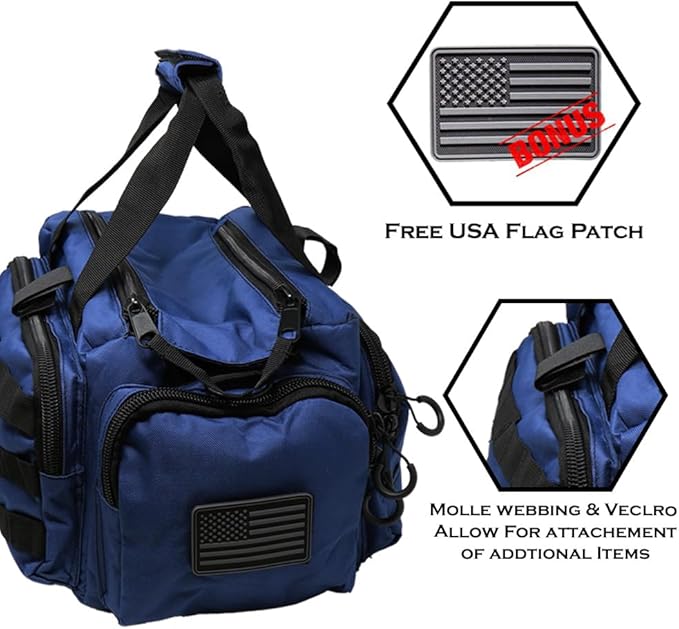 Exos Tactical Range Bag - Medium Size Range Bag for Shooting - Gun Case for Handguns Ammo Storage Tactical Backpack Molle Webbing Free Subdued USA Patch