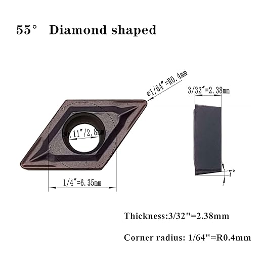 Indexable Turning Insert DCMT21.51 DCMT070204 External Turning Tool Holder 1/33/81/25/8 SDJCR07 Lather Cutting Tools (20pcs DCMT21.51 Inserts)
