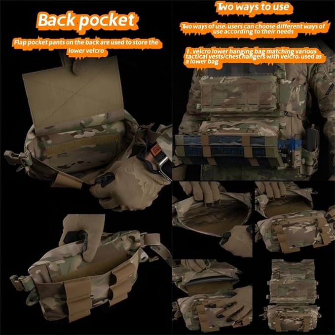 Tactical Pouch With Hook-and-Loop Panel Nylon Multipurpose Utility Bag With Elastic Straps For Team Activities Airsoft Cosplay
