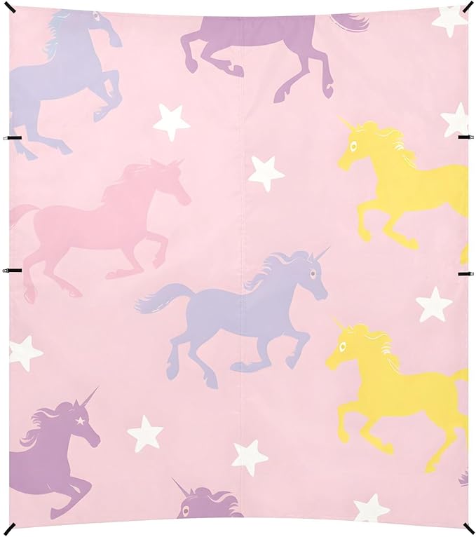 ALAZA Unicorn Silhouette Stars Pattern Beach Tent Sun Shelter Portable Canopy Sunshade for Outdoor Camping Picnics Backyard Fun 10x9 ft