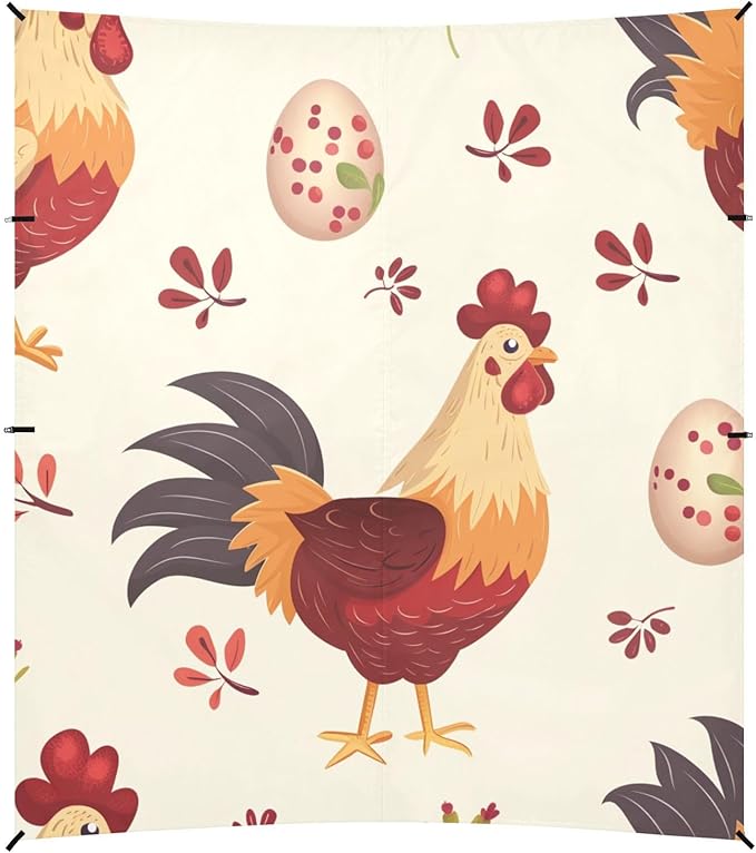 ALAZA Many Carttoon Rooster with Egg Beach Tent Sun Shelter Portable Canopy Sunshade for Outdoor Camping Picnics Backyard Fun 10x9 ft