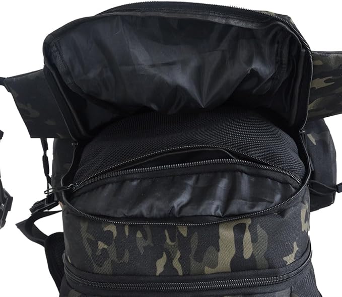 45L Waterproof Fishing Hunting Backpack Outdoor Military Rucksacks Tactical Sports Camping Hiking Trekking Bags (Camo black)