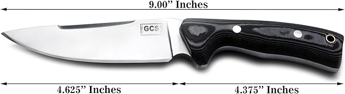 GCS Handmade D2 Steel Hunting Knife with Black And White Micarta Handle Full Tang Blade and Leather Sheath for Hunting Hunting Camping Survival EDC-GCS 953