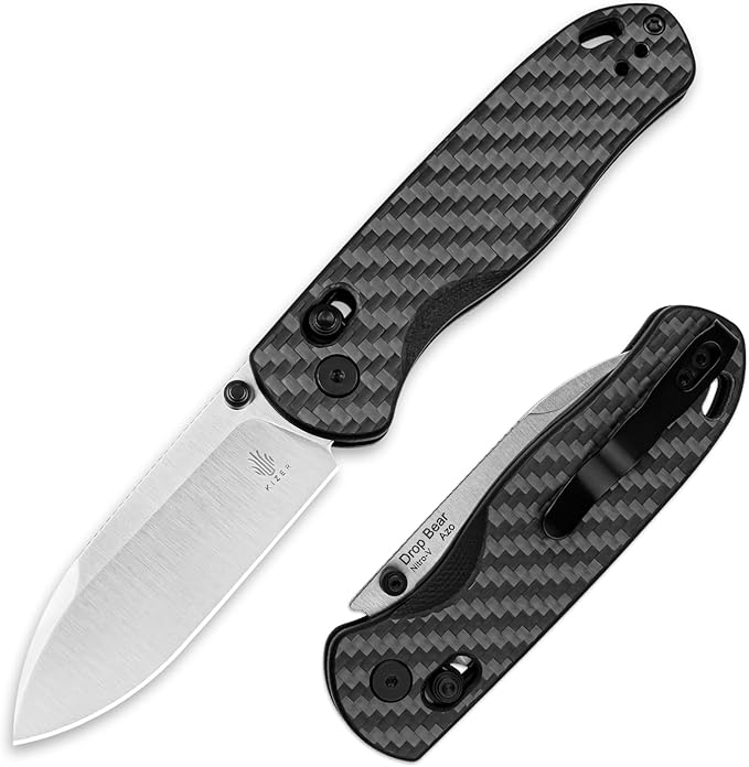 Kizer Drop Bear EDC Pocket Knife 2.97” Nitro-V Steel Blade G10 Carbon Fiber Handle Folding Knife with Thumb Stud Opener Lightweight Clutch Lock Camping Hunting Knife for Men Women Gift V3619A3