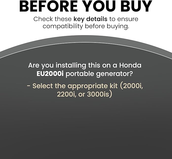 Hutch Mountain Generator Propane Conversion Kit Honda EU2000i - Tri-Fuel Conversion for Propane Gasoline &amp Natural Gas - Portable Generator Backup Kit for Home Emergencies Camping and RVs